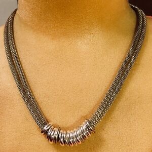 3 ring silver necklace 